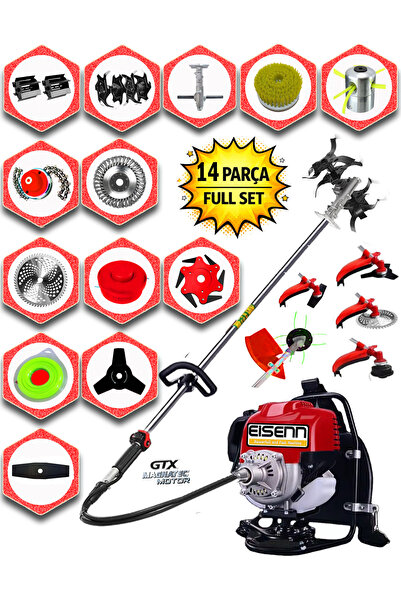 EISEnn German 14 In 1 Esx-63 Magnetec 20 Hp Sırt Tipi Çim Ot Çalı Biçme Tırpa...