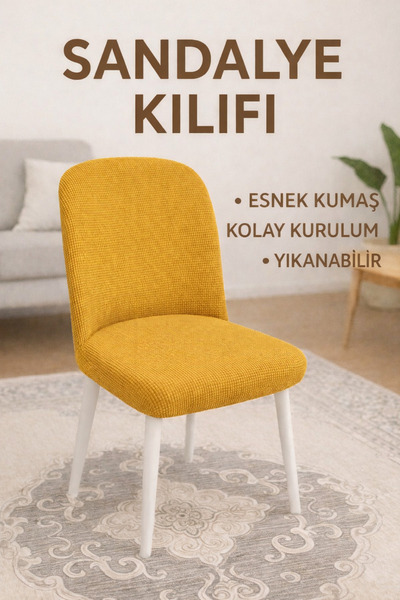 uzhanem Oval sandalye kılıfı, sandalye örtüsü kare desen tekli