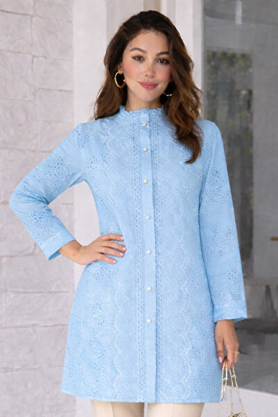 benguen Μπροντερί Πουκάμισο A2001 Μπλε