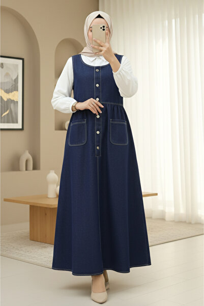 HİJABAYA Τζιν με μισό κουμπί, διπλές τσέπες και μηδενικό μανίκι