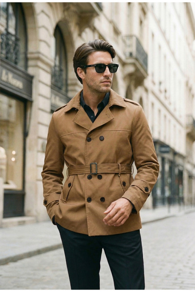 Mero Life Ανδρική καμπαρντίνα με εποχιακή επένδυση με διπλό στήθος