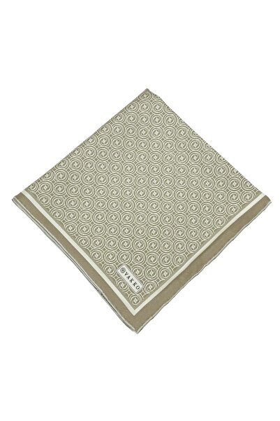 Vakko Twill İpek Eşarp - Helezon Monogram - Koyu Bej