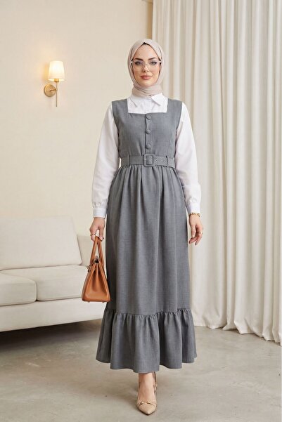 HİJABAYA Φόρεμα Gilet με κουμπιά στο επάνω μέρος, βολάν στο κάτω μέρος και ζώ...