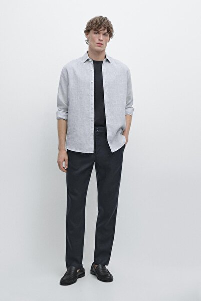 Massimo Dutti Tapered fit linen trousers
