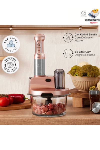 Karaca 6 Bıçaklı Premium CAM Mutfak Robotu  Çırpma, Dilimleme, Doğrama, Blend...