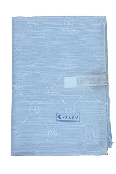 Vakko Βαμβακερό μεταξωτό σάλι - Μονόγραμμα - Baby Blue