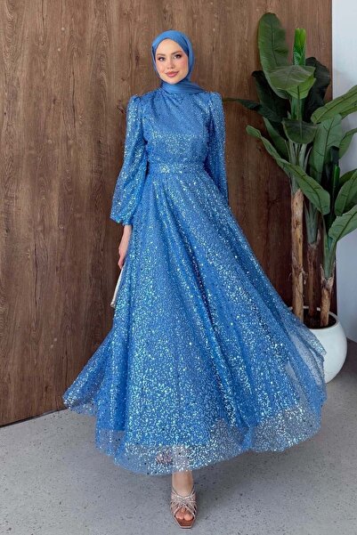 Şulemoda Giyim Βραδινό φόρεμα Lowel Indigo