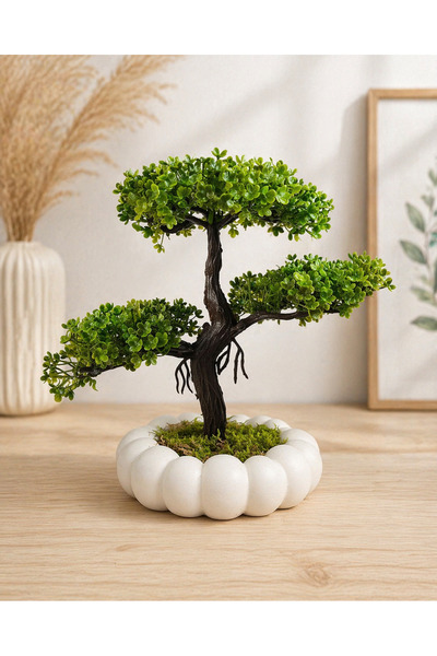 White Bubble Flower Pot Artificial Bonsai Tree Decorative Flowerpot Home Office Table Top Plant