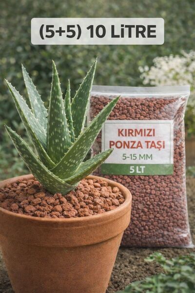 NEXVORİA Kırmızı Ponza Taşı 5-15 MM (5+5) 10 LİTRE – Doğal Toprak Havalandırı...