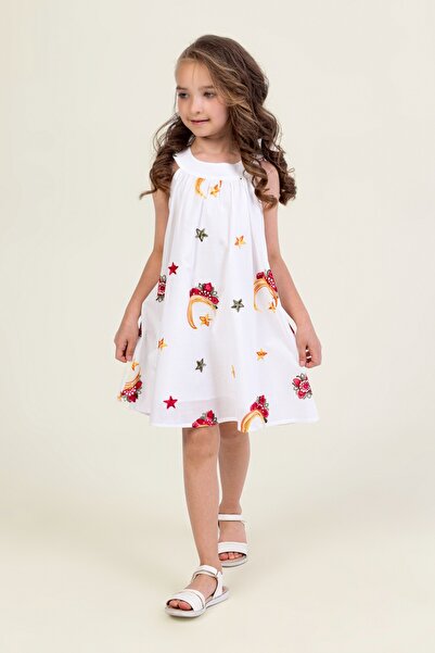 DMB BOYS & GIRLS Girl's Embroidery Cotton Lining Voile Dress