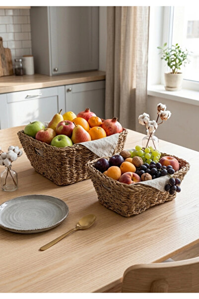 AVANTAGE HOME Alessia - Σετ 2 Φυσικών Διακοσμητικών Ψάθινων Καλαθιών Πολλαπλώ...