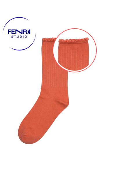 FENRA STUDIO Γυναικείες βαμβακερές κάλτσες Derby Salmon Frilly χωρίς ραφές στ...