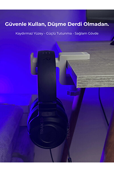 trak3d Premium Beyaz Asılabilir Kulaklık Standı – Sağlam Gamer Modeli, Kaydır...