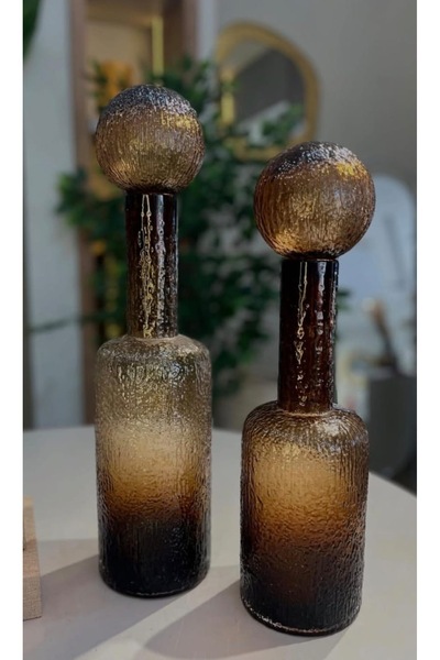 zepce design 2'li Kapaklı Cam Şişe/Küp vazo kristal dekor obje