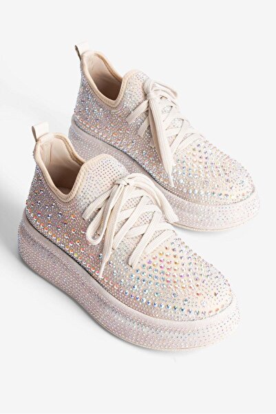 Mubiano Γυναικείο sneaker με πέτρινη λεπτομέρεια, χοντρή σόλα, σε χρώμα Diamo...