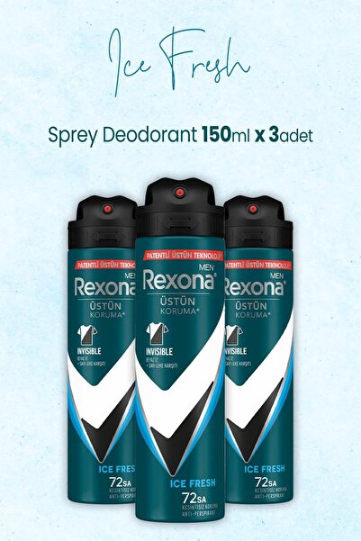 Rexona Men Invisible Ice Fresh Erkek Sprey Deodorant 3 X 150 ml