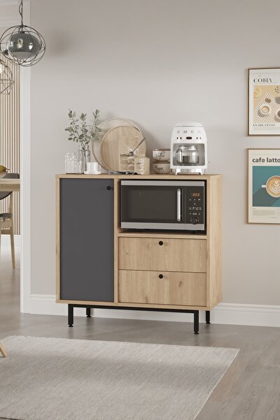 Yurupa Latte Serisi Kahve Köşesi Çok Amaçlı Dolap Mutfak Dolabı Sepet-Antrasi...