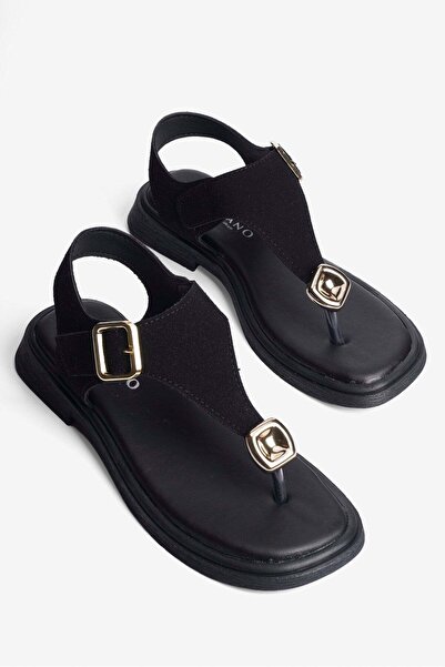 Mubiano Γυναικεία σουέτ σανδάλια σαγιονάρας με αγκράφα και χρυσή λεπτομέρεια ...