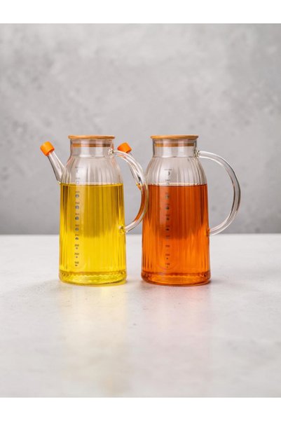 Paşabahçe Standlı 3 parça Cam Ölçülü Borosilikat Yağlık Sirkelik 1000ml Yağdanlık