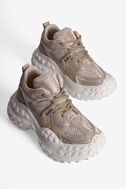 Mubiano Γυναικεία αθλητικά παπούτσια με χοντρή σόλα με χρυσό σχέδιο φιδιού κα...