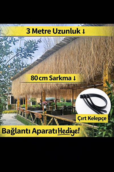 Hasır Dünyam Hasır püskül otu Saçaklı ot Rafya püskül 3 metre x75cm