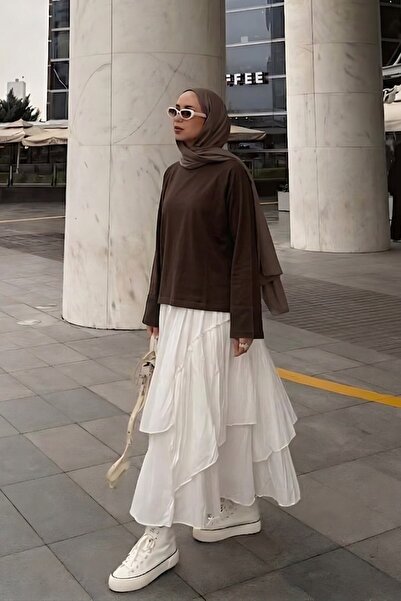 The Champ Clothing Γυναικείο βαμβακερό μακρυμάνικο βασικό μπλουζάκι καφέ – Λα...