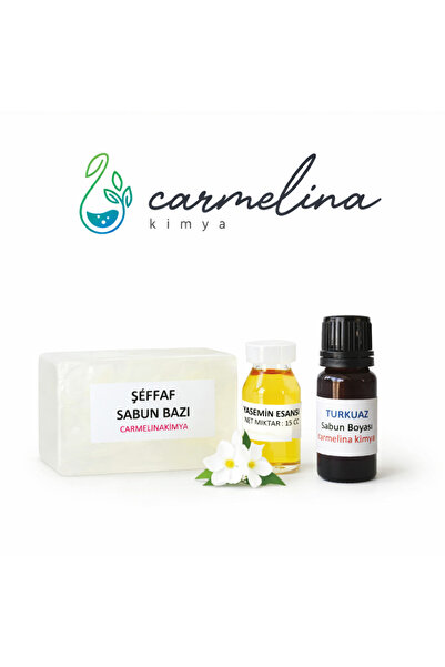 CARMELİNA 1kg Şeffaf Sabun Bazı- Turkuaz Sabun Boyası Ve Yasemin Esansı