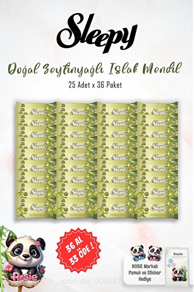Sleepy 36 AL 33 ÖDE Sleepy Doğal Zeytinyağlı Islak Mendil 25'li ve ROSIE