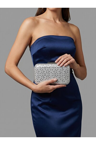 Biçanta Ασημί Χρώμα Κρυστάλλινη Πέτρα Γυναικεία Βραδινή Τσάντα Φόρεμα Γάμου Α...