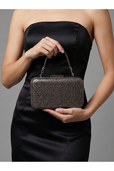 Biçanta Γυναικεία βραδινή τσάντα φόρεμα με κρυστάλλινη πέτρα σε χρώμα πλατίνα...