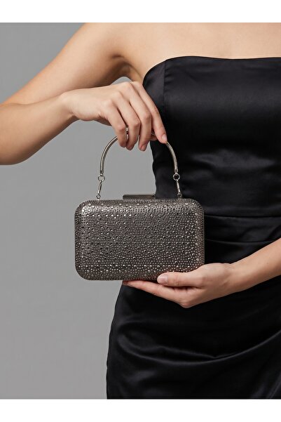 Biçanta Γυναικεία βραδινή τσάντα φόρεμα με κρυστάλλινη πέτρα σε χρώμα πλατίνα...