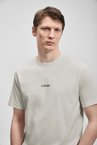 Lufian 111020322 Tricou grafic modern Marcus Tricou bărbați STONE