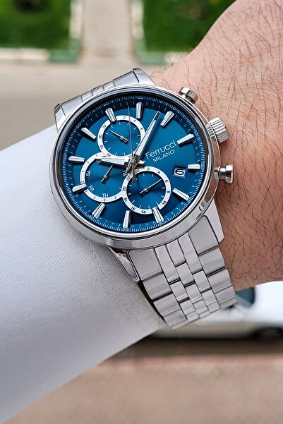 Ferrucci Dial Blue Band Silver Color Inner Indicators Active 41 mm Men Wristw...