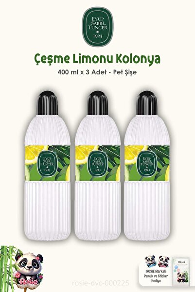 Eyüp Sabri Tuncer Çeşme Limonu Kolonyası Pet Şişe 400 ml 3 Adet ve ROSIE 60'lı