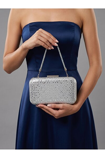 Biçanta Ασημί Χρώμα Κρυστάλλινη Πέτρα Γυναικεία Βραδινή Τσάντα Φόρεμα Γάμου Α...