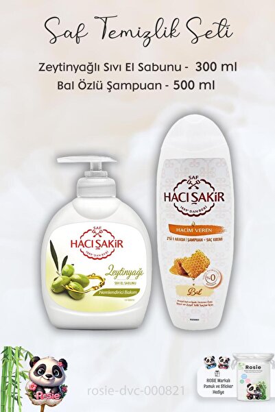 Hacı Şakir Olive Oil Liquid Soap - 300 ml Honey Shampoo and ROSIE