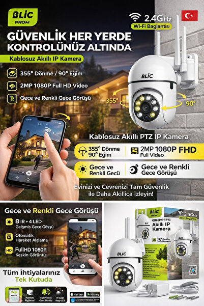 Genel Markalar Wifi Smart Ip Güvenlik Kamera Motorlu 1080p