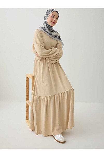 Benin Aerobin Balloon Sleeve Άνετο Φόρεμα Hijab - Χρώμα πέτρας -