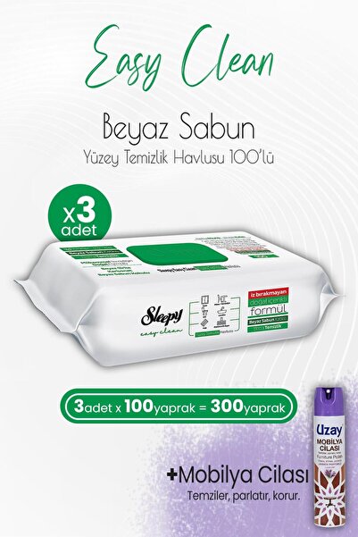 Sleepy منشفة تنظيف الأسطح سهلة التنظيف 100 × 3 قطع وملمع الأثاث باللافندر