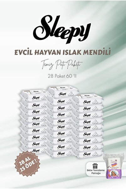 Sleepy اشتري 28 وادفع 25 منشفة مبللة للحيوانات الأليفة 60 قطعة وقطن تنظيف للأ...