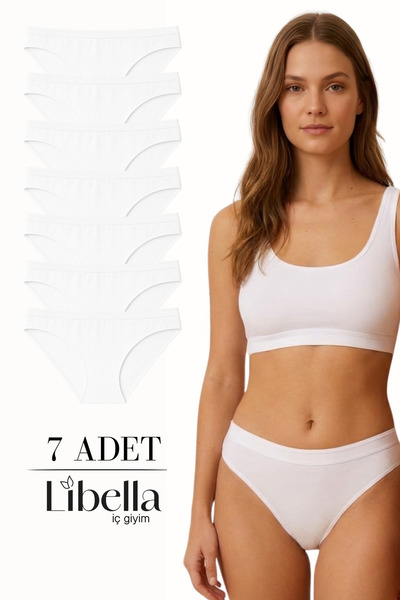 LİBELLA İÇ GİYİM Γυναικεία λευκά βαμβακερά εσώρουχα μπικίνι Lycra, συσκευασία...
