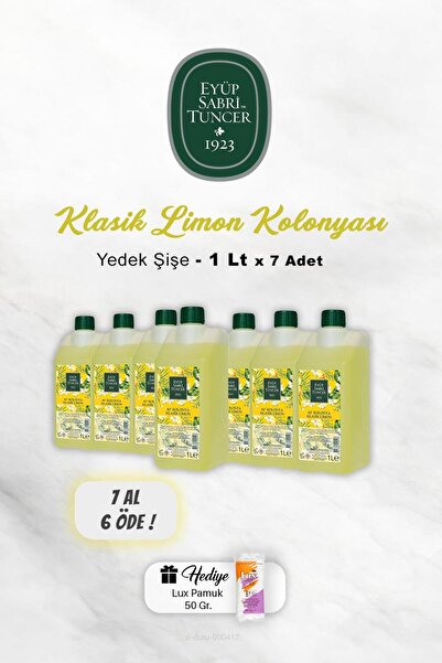 Eyüp Sabri Tuncer 7 AL 6 ÖDE Klasik Limon Kolonyası 1 Lt, Pamuk Hediyeli