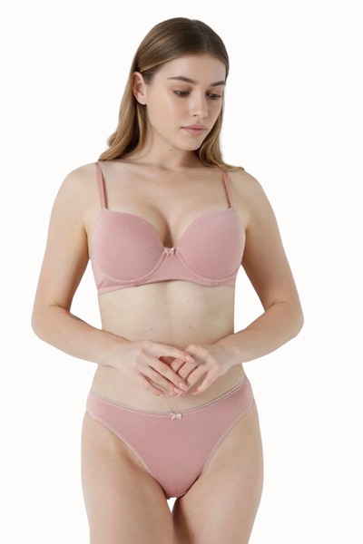 LİBELLA İÇ GİYİM Γυναικείο Σετ Εσωρούχων 2 τεμαχίων με Ροζ Πούδρα Υφή, Σουτιέ...