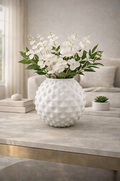 ANGDESİGN Διακοσμητικό Γυάλινο Βάζο SANDY ΛΕΥΚΟ • 20 εκ. ••Βάζο για διακόσμησ...