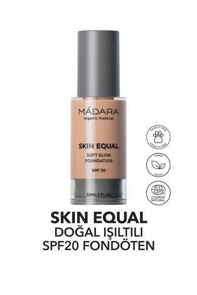 Mádara SKIN EQUAL Soft Glow Foundation, Doğal Işıltılı ve SPF 20 Korumalı Fon...