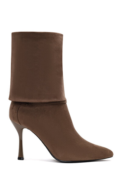 Derimod Γυναικείες μπότες σουέτ με λεπτό τακούνι βιζόν 25AFE481010