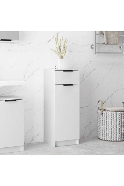 vidaxl Bathroom Cabinet High Gloss White 32x33.5x90 cm Engineered Wood