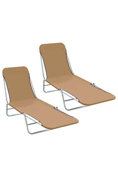 vidaxl Folding Sun Loungers 2 pcs Steel and Fabric Taupe