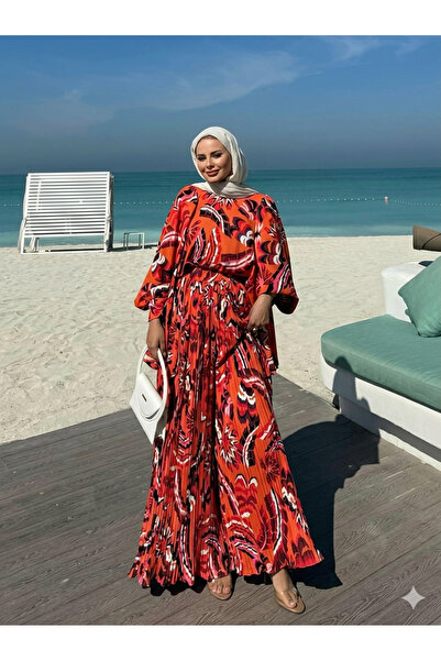 GLS GRUP Oversize Yaprak Desenli Takım Tunik & Piliseli Pantolon