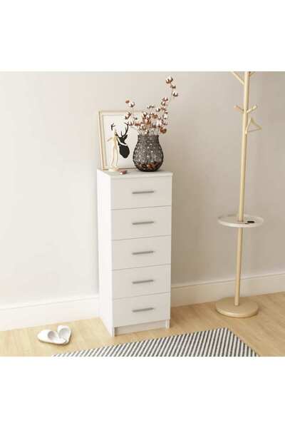 vidaxl Tall Chest of Drawers Engineered Wood 41x35x106 cm White